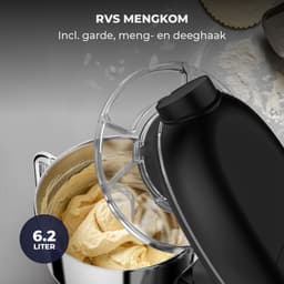 Fentic Keukenmachine - 2000W - Keukenrobot - Incl. Pastaroller en extra accessoires - 6,2L Mengkom - Foodprocessor - Pastamachine - Zwart — thumbnail 4