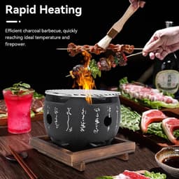 BBQ Grill - Japanse Stijl - Tafelblad Houtskool - Draagbare Mini - Gietijzeren Grill — thumbnail 2