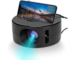 Mini Beamer - Schermresolutie van 1920x1080 - Projector - Mini Projector - HDMI - USB - Zwart - Smartphone - Draagbaar - Ingebouwde speaker
