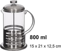 Alessandro Cafetière French Press koffiezetter/thee maker - koffie/thee pers - 800 ml - glas/rvs — thumbnail 3