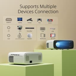 Bluetooth Projector 4K with Tripod - Native 1080P 12000 Lumens - Bluetooth 5.2 - Portable Home Video Movie Projector - Compatible with iOS-Android-HDMI-USB-AV-SD Card - Home Cinema Beamer — thumbnail 3