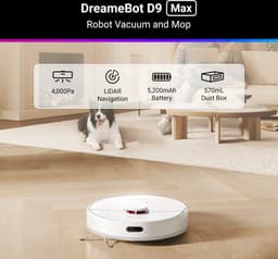 DREAME D9Max Wit - 2-in-1 robotstofzuiger - Laser-intelligente LDS-navigatie - 4.000 Pa - Kaarten met meerdere verdiepingen — thumbnail 4