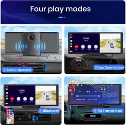 Junsun - CZ12 - Dashcam voor Auto - WiFi - Dashcams - FullHD video - Wifi - Super compact - Parkeermodus - 16:9 - 10.26 inch Scherm - Automatische DVR - Zwart — thumbnail 2