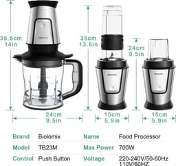 Eszenzics™ 3-In-1 Multifunctionele Keukenmachine - 700W - 1.2 liter - Easy Clean - Compact - Juicer - Maler - Blender - Hakmolen - Smoothie - Mixer — thumbnail 2