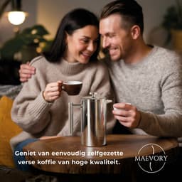 Maevory French Press Koffiemaker - Cafetière - Dubbelwandig - RVS - 350ml — thumbnail 5
