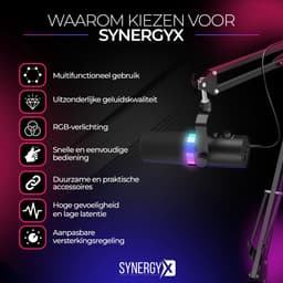 SynergyX SonicFlex Pro ll Microfoon - USB Gaming Microfoon Met Arm XC7 - PC-Gaming - Geschikt voor PC/PS4/PS5 - RGB - Podcast - Gaming - Streaming - Zwart — thumbnail 2