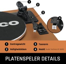Lenco Platenspeler met Bluetooth - Vier ingebouwde Speakers 40W RMS - LS-430BN - Bruin — thumbnail 5