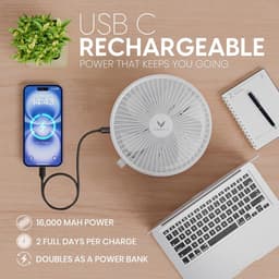 Draagbare Mini Ventilator – Oplaadbaar & Compact – Handventilator met Meerdere Snelheden – Stil & Krachtig voor Reizen, Werk & Zomer — thumbnail 3