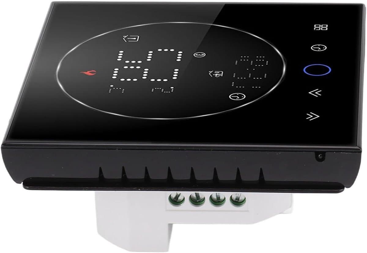 Slimme Thermostaat - Wifi Thermostaat - Energie Besparen - Programmeerbare Instellingen - 86mm Inbouwdoos - Zwart — afbeelding 1