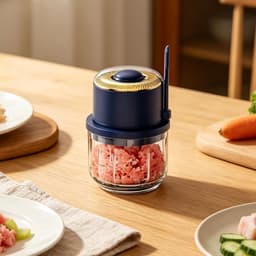 Mini Hakmolen - Kleine Keukenmachine - Eten Bereiden - Oplaadbaar Draadloos - 350ml Capaciteit - Blauw — thumbnail 2