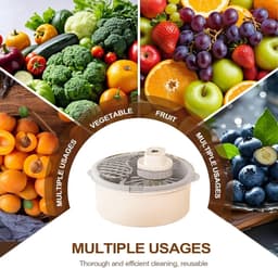 Fruitreiniger Groenteschaal - Draaidroger Salade - Groenten Fruit Wassen - Handmatig Elektrisch - 33 cm Diameter - Wit — thumbnail 5