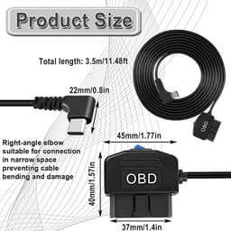 Cosensi - Dailygoods - Type-C OBD Netsnoer Adapter voor Dashcam en GPS — thumbnail 3