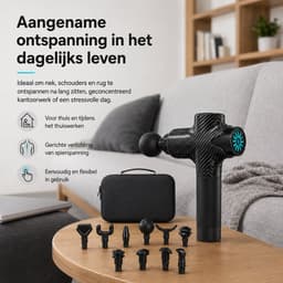 Gloovon® - Massage Gun Professioneel - Premium Massage Apparaat - 25.2V - Draadloos - Inclusief Koffer en 12 Opzetstukken - Borstelloze motor - Krachtig Massage Pistool - Fitness - Koolstofvezel — thumbnail 2