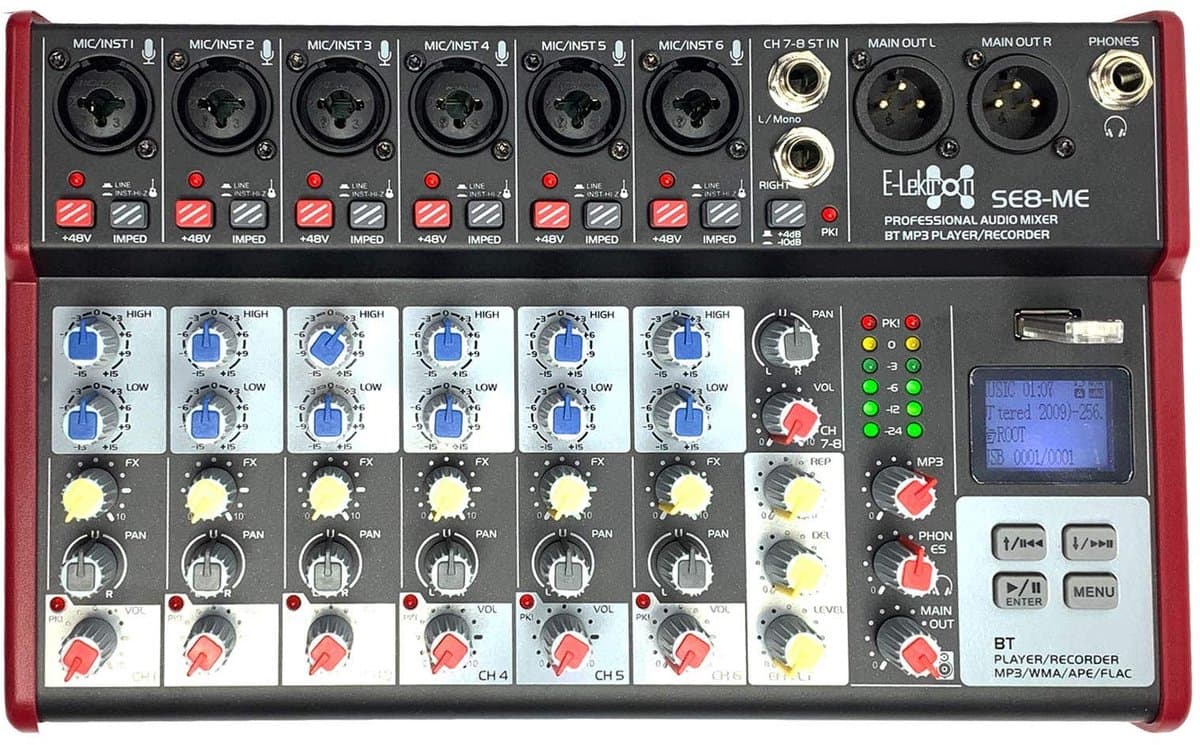 E-Lektron SE-8 live mengpaneel met Bluetooth en USB-opnamefunctie — afbeelding 1