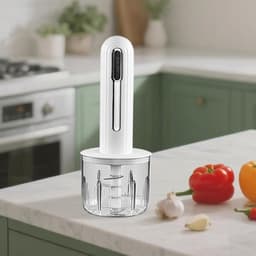 Kleine Elektrische Hakker - Keukenmachine Knoflook - Snel Ingrediënten Snijden - USB-oplaadbaar Draadloos - 400 ml - Wit — thumbnail 3