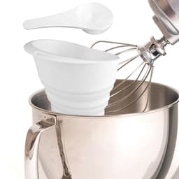Meeltrechter Keukenmachine - Hoogwaardig Hulpstuk - Tijd Besparen Bakken - Opvouwbaar Siliconen Ontwerp - 45-5 Liter Kom - Wit — thumbnail 4