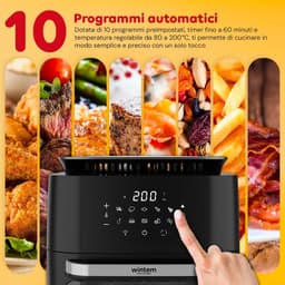 Luchtfriteuse XXL - Heteluchtfriteuse - Gezond Koken - 12 Programma's Touchdisplay - 12 Liter - Zwart — thumbnail 5