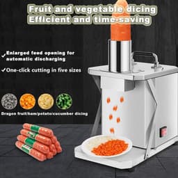 Elektrische Groentesnijder - Keukenmachine Fruit - Snel Ingrediënten Snijden - Krachtige Koper Motor - 75 kg Per Uur - Zilver — thumbnail 3