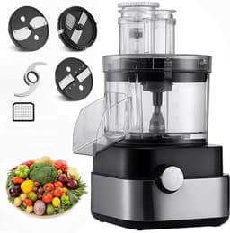Elektrische Groentesnijder - Keukenmachine Hakker - Snel Ingrediënten Bereiden - 600W Krachtige Motor - 5 Liter Kom - Zilver Zwart — thumbnail 1