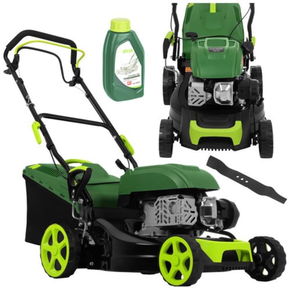 MOZY® - Grasmaaier op Benzine - 50 Liter Opvangbak - 8 Maaihoogte Instellingen - 406 mm Breed - 3000 RPM - met Reserve Mes - Verstelbare Hoogte - Benzinegrasmaaier — afbeelding 1