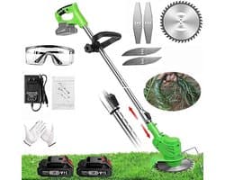 Elektrische Grasmaaier - Draadloze Trimmer - Tuinonderhoud - Verstelbare Telescoopsteel - 15 cm Snijbreedte - Groen