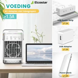 Elcostar® Premium Portable Airco - Mini Airco - 2026 Model - Mobiele Airco - Luchtkoeler 4-in-1 - 4 windsnelheden, 2 luchtbevochtingsstanden & Timer - Aircooler - Draagbare Airco - Lekvrij - Airco - Wit — thumbnail 2