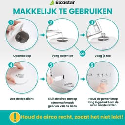 Elcostar® PRO Portable Airco met Accu - Mini Airco - 2026 Model - Mobiele Airco - Luchtkoeler 4-in-1 - 4 windsnelheden, 2 luchtbevochtingsstanden & Timer - Aircooler - Draagbare Airco - Lekvrij - Airco - Ingebouwde Accu - Wit — thumbnail 2