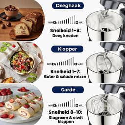 Keukenmachine Krachtige Motor & Stijlvol Design voor Perfecte Resultaten – Keukenrobot met 2 RVS Kommen 4L en 5L en 10 Snelheden – Keukenmixer Stil & Duurzaam voor Mixen en Kneden | Ideaal voor Bakken & Dagelijks Gebruik — thumbnail 4