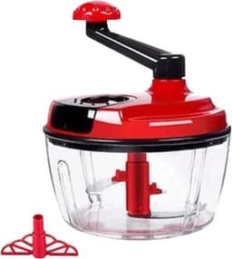 Handmatige Keukenmachine - Trekkoord Hakker - Groenten Snijden - Vaatwasmachinebestendig - 20 cm Hoog - Rood — thumbnail 1