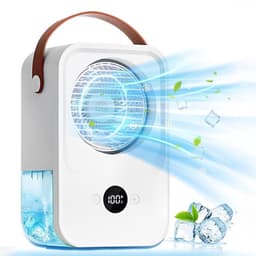 Draagbare airconditioner met vernevelingsfunctie, draagbare ventilator, oplaadbare batterij van 3500 mAh, mini-airconditioner, 4 ventilatorsnelheden. — thumbnail 1