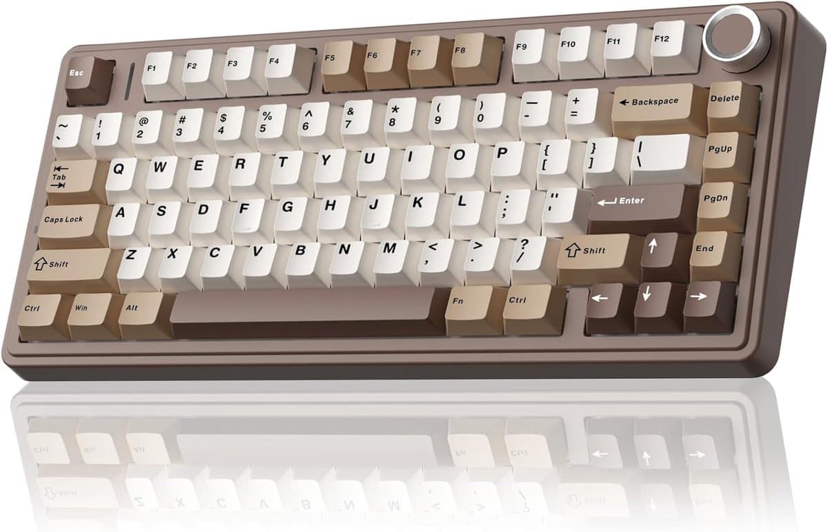 AULA F75 - Draadloze Gaming Toetsenbord - Mechanisch - Gasket - Hot Swap - QWERTY Toetsenborden - Tri mode - 80 Keys - Mokkabruin — afbeelding 1