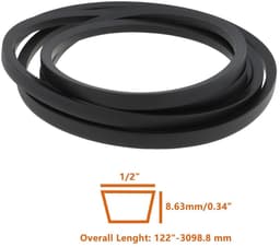 Dailygoods- V-riem 122x1/2" - compatibel met Cub Cadet i1046/LT 1045/LT 1046 - schokbestendig - bordaandrijfsysteem - motorvermogen overbrengen - soepel maaien - Grasmaaier Riem — thumbnail 2