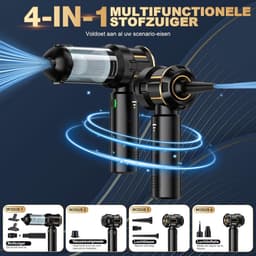 Draadloze Handstofzuiger - Mini Stofzuiger - Auto en Huis - 4-in-1 Blazen Zuigen - 25.000 Pa - Zwart — thumbnail 3
