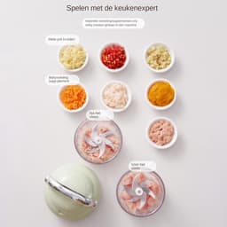 Mini keukenmachine - Elektrische hakker - Ingrediënten hakken - Oplaadbaar draadloos gemak - 350 ml - Groen — thumbnail 4