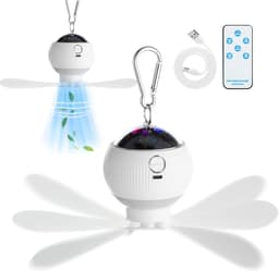 3-in-1 Camping Ventilator met Sterrenprojector - Oplaadbare Plafondventilator - LED Lantaarn - Met Afstandsbediening - Ophangbaar - Geschikt voor Camping, Camper en Binnen Decoratie — thumbnail 1