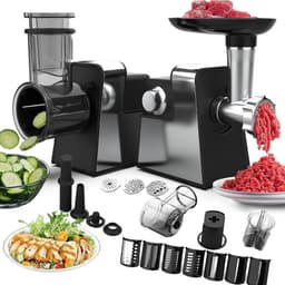 Elektrische Keukenmachine - Keukenapparaat Multifunctioneel - Maaltijden Bereiden - 2-in-1 Rasp Vleesmolen - 600 Watt - Zilver — thumbnail 1
