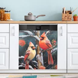 Vaatwasser Magneten Covers - Keuken Decoratie Magneet - Keuken Opfrissen - Dubbele Functie - 23x26 inch - Vogel met Roze Bloemen — thumbnail 4