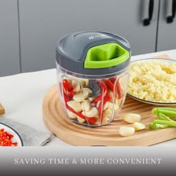 Handmatige Keuken chopper - Groentehakker Voedselmixer - Maaltijden Voorbereiden - Roestvrijstalen Messen - 900ml - Groen — thumbnail 4