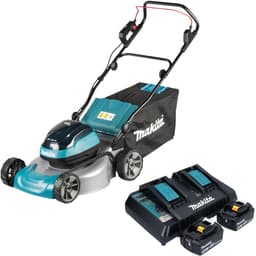 Makita DLM 466 PT2 accu-grasmaaier 36 V (2x 18 V) 46 cm borstelloos + 2x accu 5,0 Ah + oplader — thumbnail 1