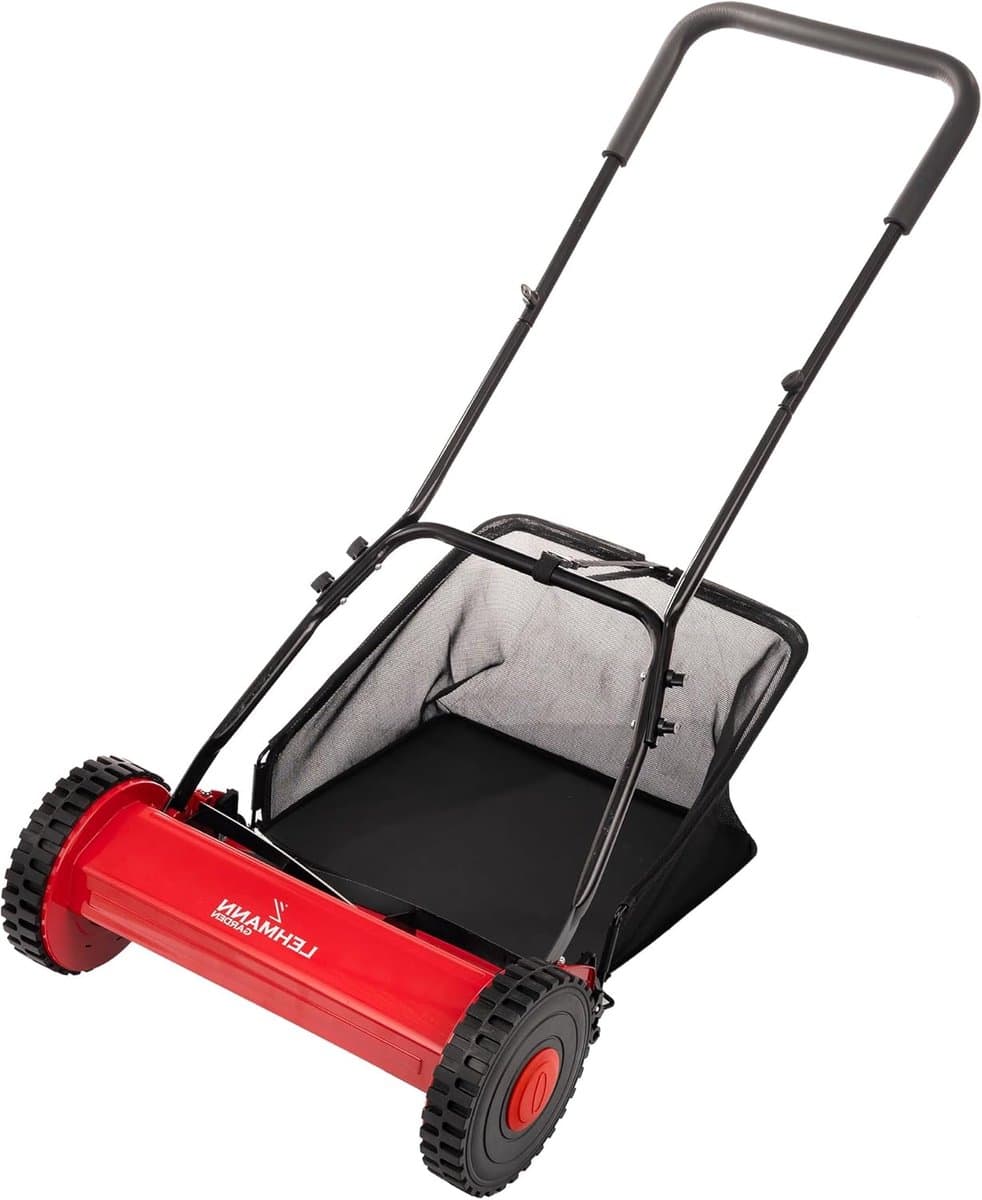 Handgrasmaaier 40 cm - Mechanische maaier - Gazononderhoud - 5-blads kooisysteem - 15-43 mm hoogte - Zwart/Rood — afbeelding 1