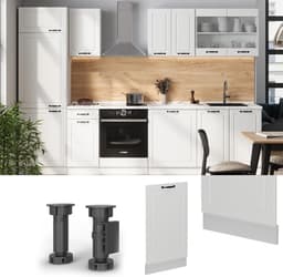 Vaatwasserfrontpaneel Wit - Keukenfront Paneel - Keuken Integratie - Modern Landhuis Stijl - 45 cm Breed - Wit Landhuis — thumbnail 3