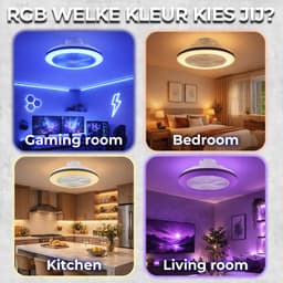 WERYOU® illuminAIR Plafondventilator - Plafonniere - Plafondventilator met Afstandsbediening - Plafondlamp - Plafond ventilator met Verlichting - Ventilator lamp - RGB Ledlamp — thumbnail 4