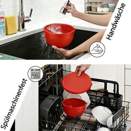 Kommenset Keukenmachine - Mixer kommen - Bakken en Koken - Set van 2 - Standaard maat - Wit en Rood — thumbnail 2