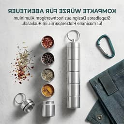 5-in-1 kruidenstrooier voor camping, mini kruidenpotjes, draagbare kruiden set voor buiten, BBQ, picknick en koken in de keuken. — thumbnail 3