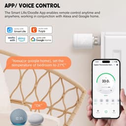 Intelligente Thermostaat - Verwarming Controller - Energie Besparen - App en Spraakbesturing - M30x1.5mm - Wit — thumbnail 3
