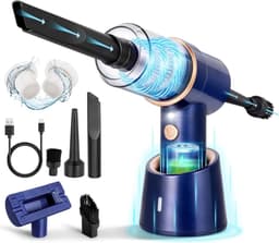HEZIVO® Auto Stofzuiger - Kruimeldief Draadloos - Autostofzuiger Oplaadbaar - Handstofzuiger 3-in-1 - Ook voor Huisdieren Haar - Blauw — thumbnail 1