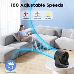 Ventilator-Tafelventilator-Met Digitaal Display - 100 Snelheden -Verstelbare hoek -Geluidsarme-Oplaadbaar - Ontworpen voor Thuis, Kantoor en Reizen — thumbnail 5