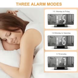 Projectie Wekker met 180° Rotatie – LED Alarmklok met Projector – USB Digitale Wekker met Temperatuur & 24u Modus – Voor Slaapkamer — thumbnail 5