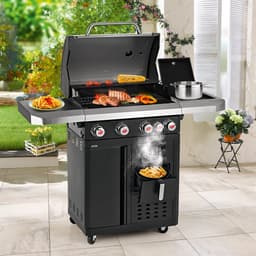 Landmann Fryton 4.1 Gasbarbecue – 3-in-1 Grillen, Bakken & Koken – BBQ met Zijbrander — thumbnail 3