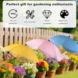 3 stuks plantenparaplu's voor buitenplanten, buigzame tuinparaplu's inclusief geel, roze en blauw voor tuinbedden, potgroenten en fruit — thumbnail 2
